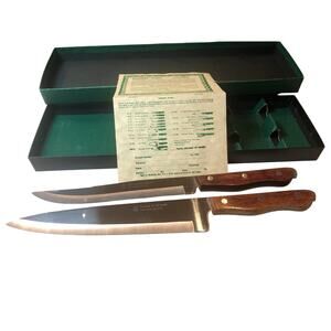 Vintage Maxam Steel 2 Knives 8”blade 13”French Carving. 9”blade 14” carving.